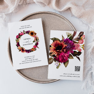 Bold Floral   Colourful and Elegant with QR Code Save The Date