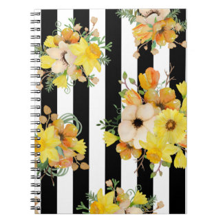 Bold floral design yellow flowers notebook