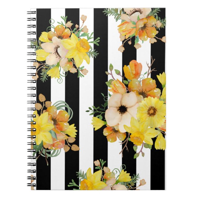 Bold floral design yellow flowers notebook (Front)