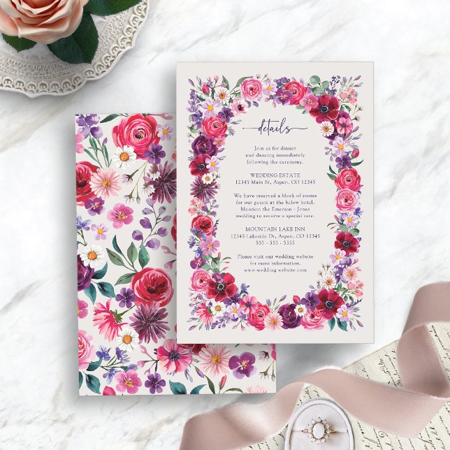 Bold Floral Details Enclosure Card (Bold Floral Watercolor Details Enclosure Card by Painted Paperie
)