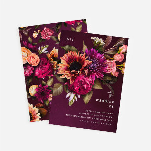 Bold Floral   Dramatic and Elegant Wedding Invitation