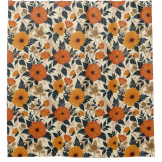 Bold Floral Geometry Shower Curtain