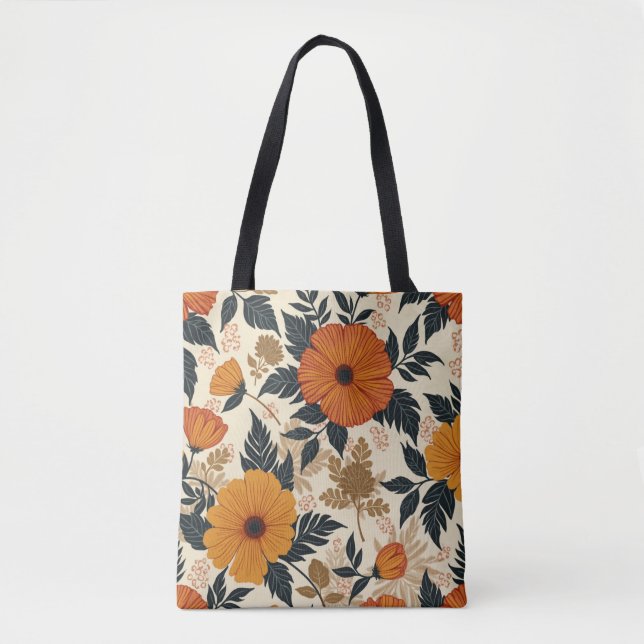Bold Floral Geometry Tote Bag (Front)