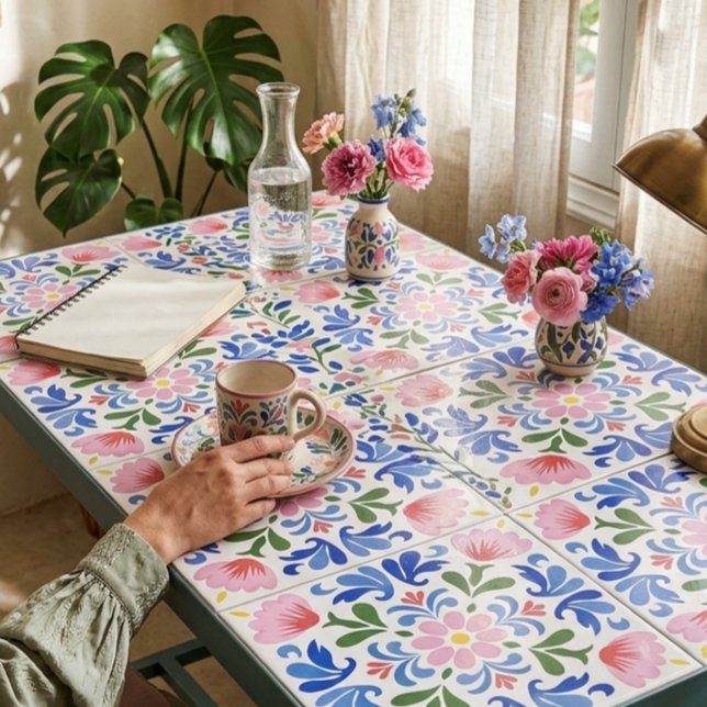 Bold Floral on White Background Decorative Ceramic Tile (Creator Uploaded)