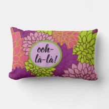 Bold Floral Ooh-la-la Lumbar Pillow Pink Ppl Green