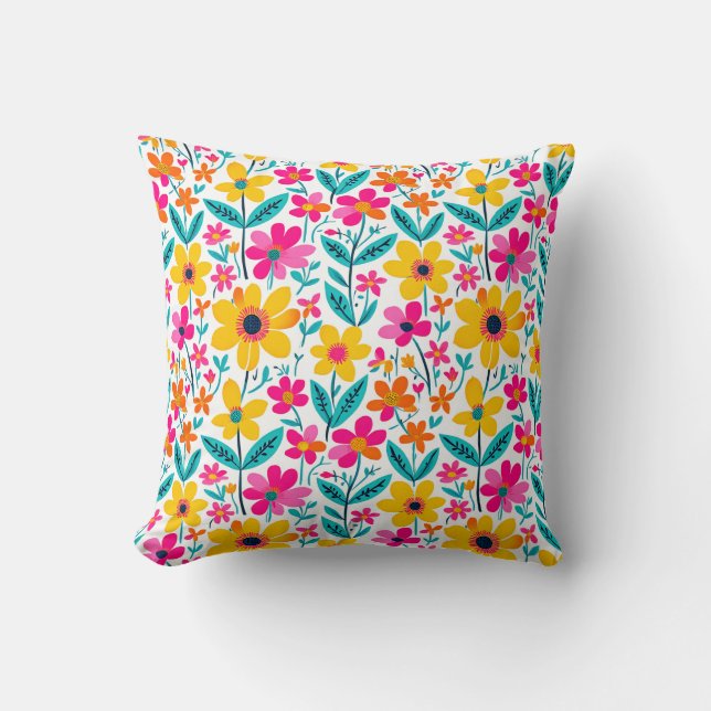 Bold Floral Painterly Cushion (Front)