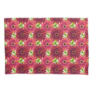 Bold Floral Pattern with Butterflies   Vibrant Red Pillowcase