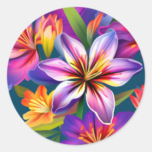 Bold Floral Patterns with Alstroemeria Classic Round Sticker