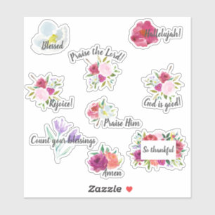 Bold Floral Praise Christian Journalling Stickers