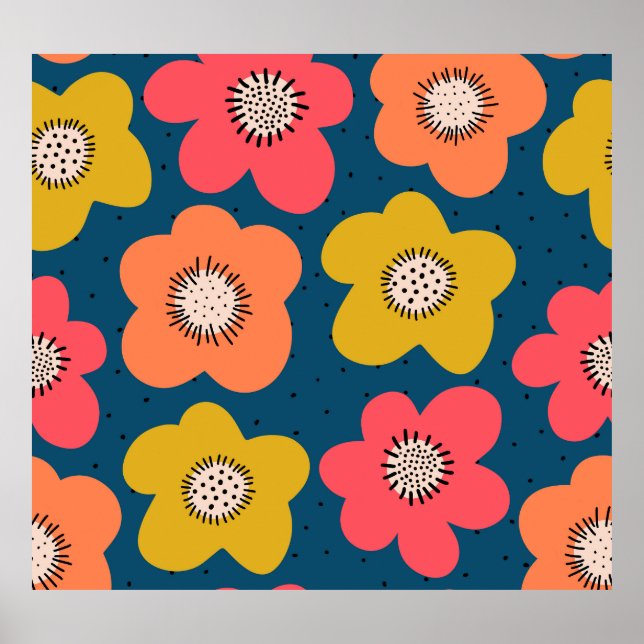 Bold floral Scandinavian pattern: seamless decor (Front)