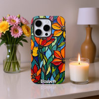 Bold Floral Stained Glass Quartet