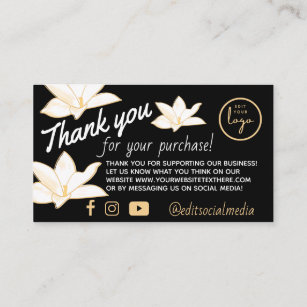 Bold Floral Thank you for Business Enclosure Card