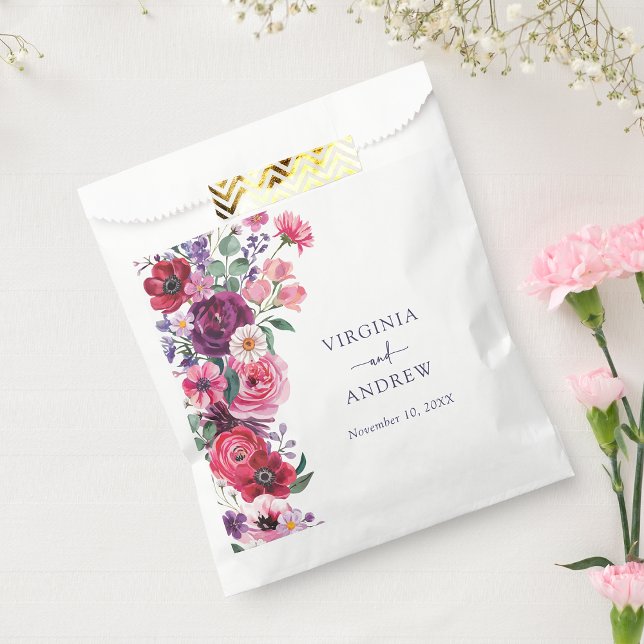 Bold Floral Wedding Favour Bag (Bold Floral Wedding Favor Bag by Painted Paperie
)