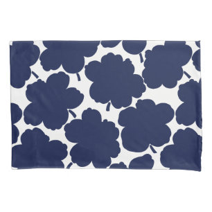 Bold Florals Monochrome Navy White Pillowcase