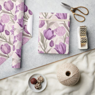 Bold Flower Arrangement Tulip Print Wrapping Paper