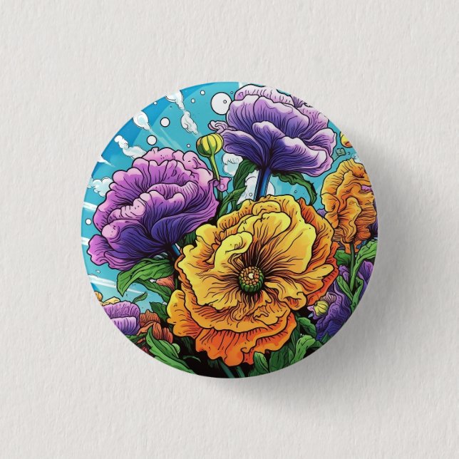 Bold flower badge, pin, button (Front)