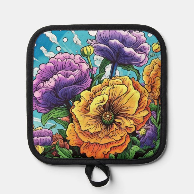 Bold flower bright  pot holder (Front)