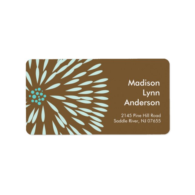 Bold Flower on Brown Return Address Labels. Label (Front)