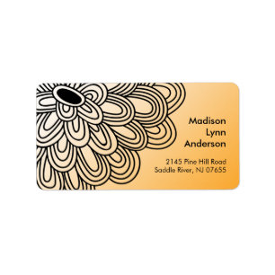 Bold Flower on Orange Return Address Labels. Label
