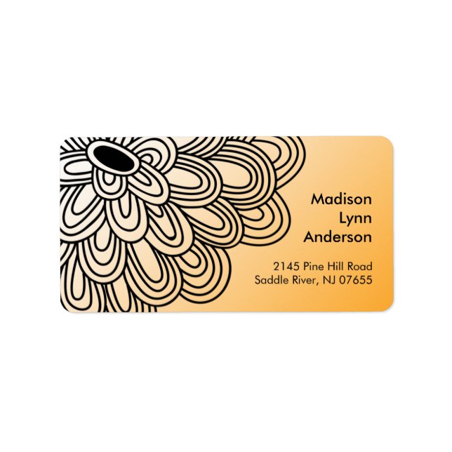 Bold Flower on Orange Return Address Labels. Label (Front)
