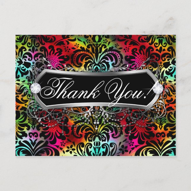 Bold Flower Pattern Fashion Jewellery Thank You Postcard (Front)