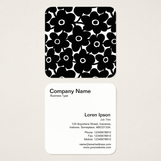 Bold Flowers - Black and White Square Business Card