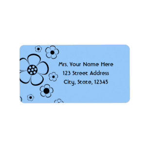 Bold Flowers Blue Address Lables Label