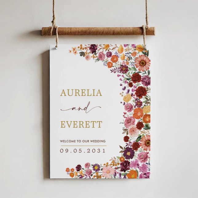 Bold Flowers Fall Wildflower Wedding Welcome Poster (Creator Uploaded)