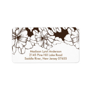 Bold Flowers on Brown Return Address Labels. Label