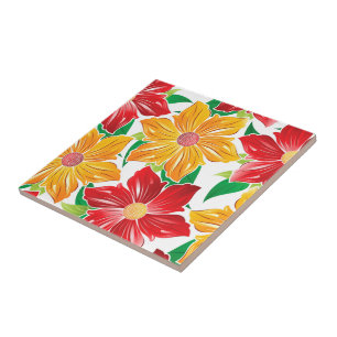 Bold Flowers Print Tile
