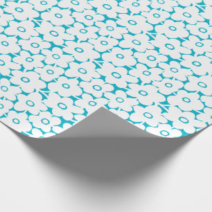 Bold Flowers - White on Aqua Blue Wrapping Paper