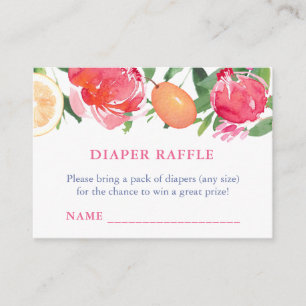 Bold Flowers With Citrus Diaper Raffle Enclosure Card