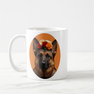 Bold Folk Art Self-Portrait German Shepherd Coffee Mug