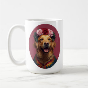 Bold Folk Art Self-Portrait Golden Retriever Coffee Mug