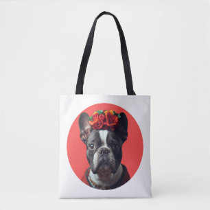 Bold Folk Art Self-Portrait Pug Tote Bag