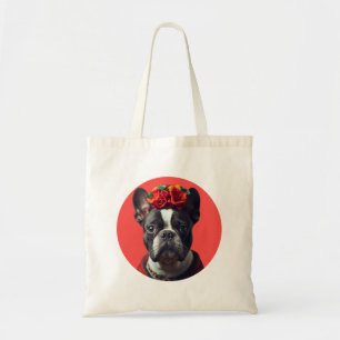Bold Folk Art Self-Portrait Pug Tote Bag