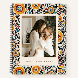 Bold Folk Floral Best Mum Ever Photo Mother's Day Notebook
