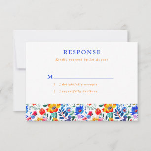 Bold Folk Floral Fiesta Wedding RSVP Card