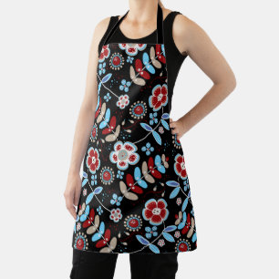 Bold Folk Floral Pattern Apron