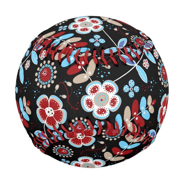 Bold Folk Floral Pattern Baseball (Front)