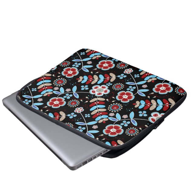 Bold Folk Floral Pattern Laptop Sleeve (Front Bottom)