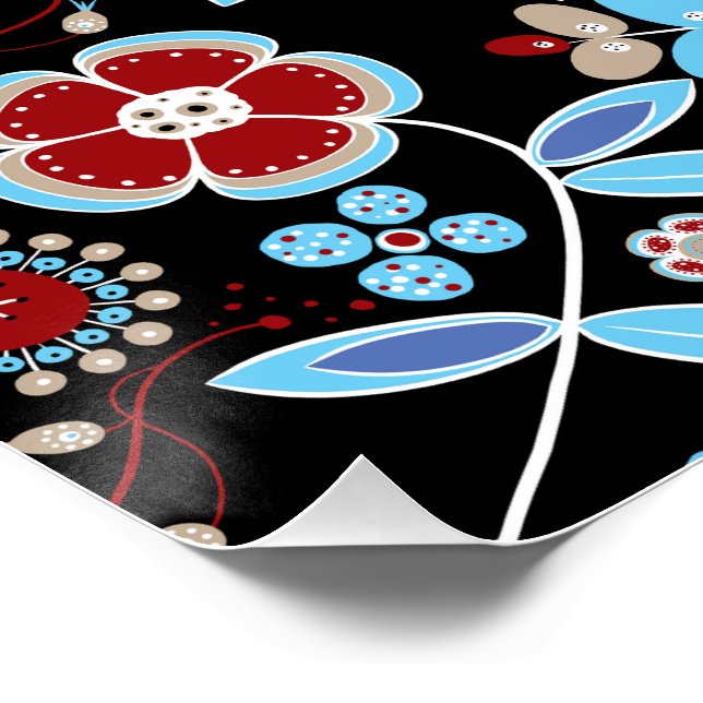 Bold Folk Floral Pattern Poster (Corner)