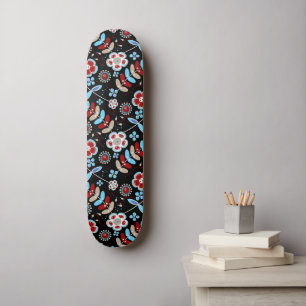 Bold Folk Floral Pattern Skateboard