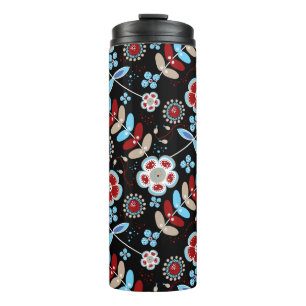 Bold Folk Floral Pattern Thermal Tumbler