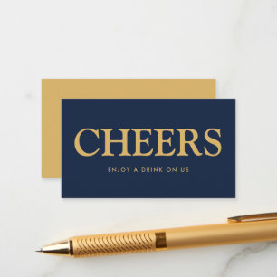 Bold Font "Cheers" Free Drinks Ticket Enclosure Card