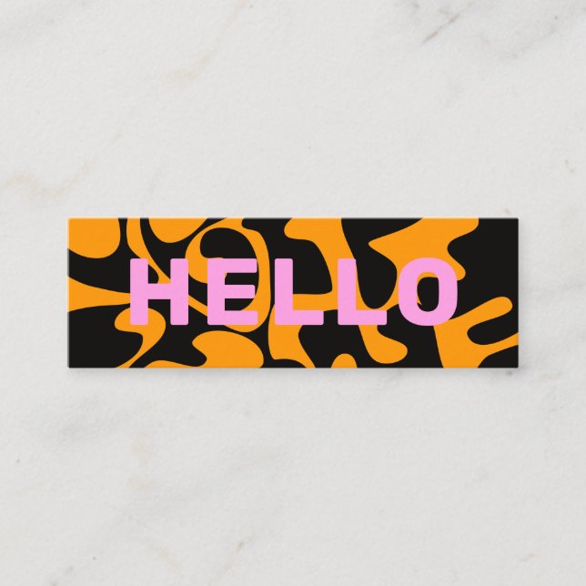 Bold Font Groovy Black Grey Orange Pink Mini Business Card (Front)