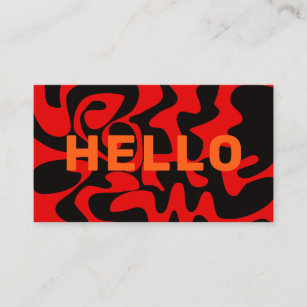 Bold Font Groovy Black Orange Bright Red Business Card