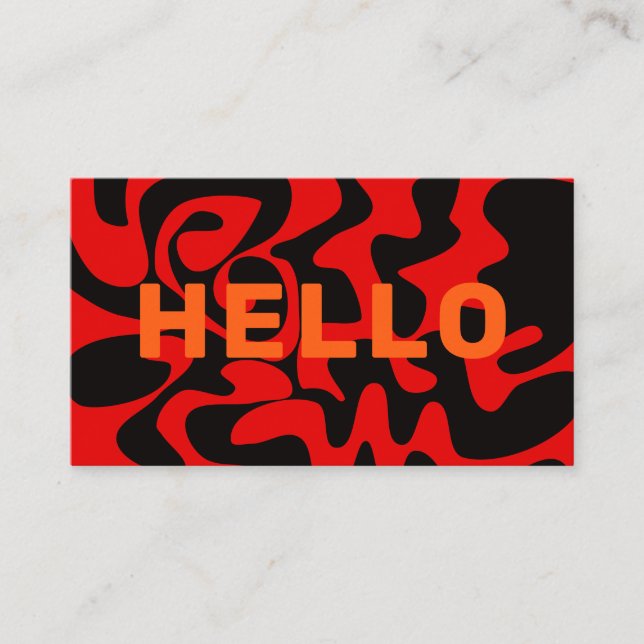 Bold Font Groovy Black Orange Bright Red Business Card (Front)