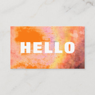 Bold Font Hello Orange Rainbow Business Card
