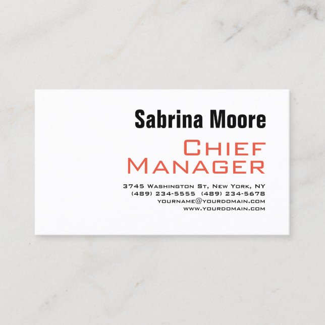 Bold Font Modern Minimalist Plain Professional Business Card (Front)